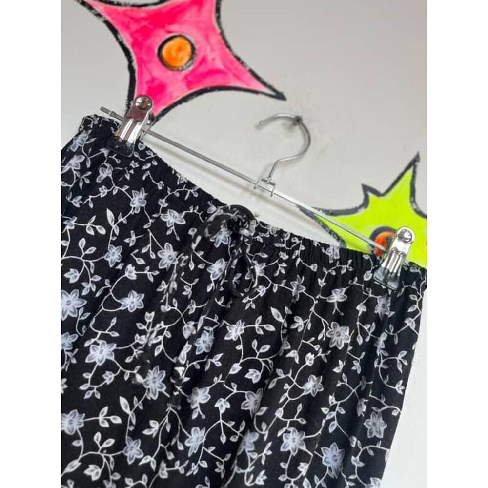 Vintage 90s Black Floral Fairy Grunge Maxi Skirt โ Whimsy Goth Boho Vibes โ Sz 4 - Picture 8 of 10